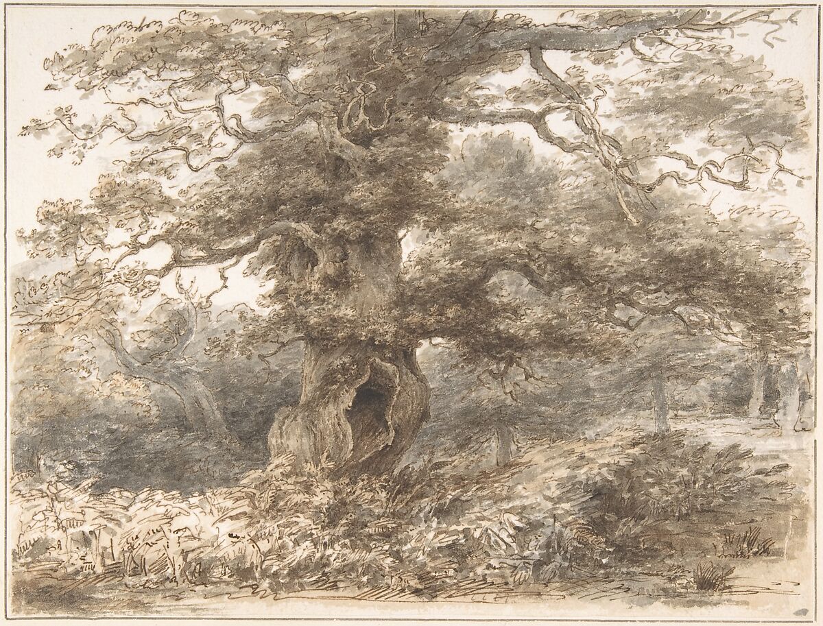 In the Park at Packington, Heneage Finch, 4th Earl of Aylesford (British, Syon House 1751–1812 Great Packington, Warwickshire), Pen and brown ink, brush and brown and gray wash 