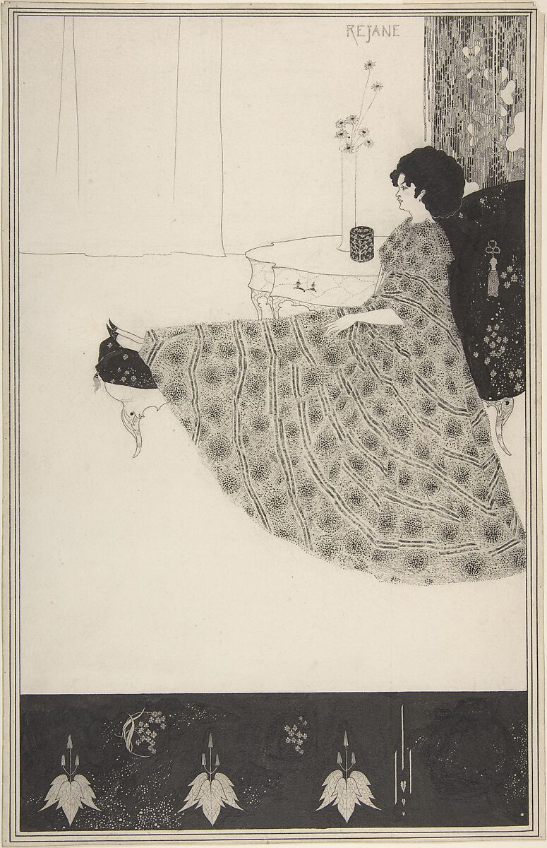 Madame Réjane, Aubrey Vincent Beardsley (British, Brighton, Sussex 1872–1898 Menton), Pen and carbon black ink, brush and carbon black wash 