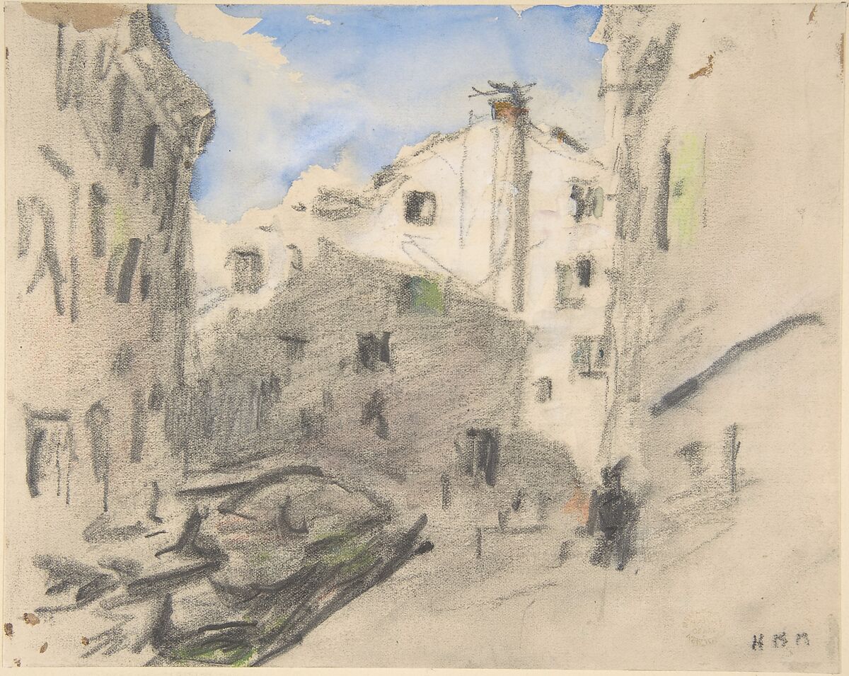 Venetian Street Scene, Hercules Brabazon Brabazon (British, Paris 1821–1906 Oaklands, near Sedlescombe, Sussex), Watercolor and graphite 