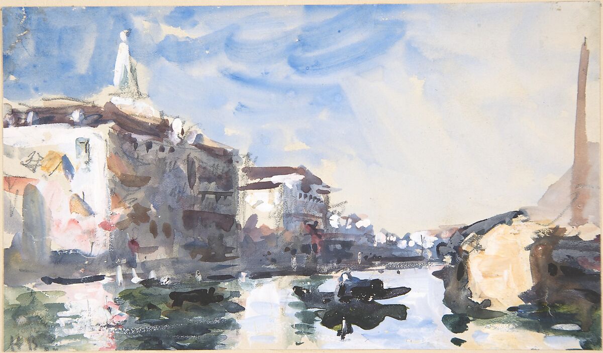 Scene on the Grand Canal, Venice, Hercules Brabazon Brabazon (British, Paris 1821–1906 Oaklands, near Sedlescombe, Sussex), Watercolor and gouache (bodycolor) over graphite 