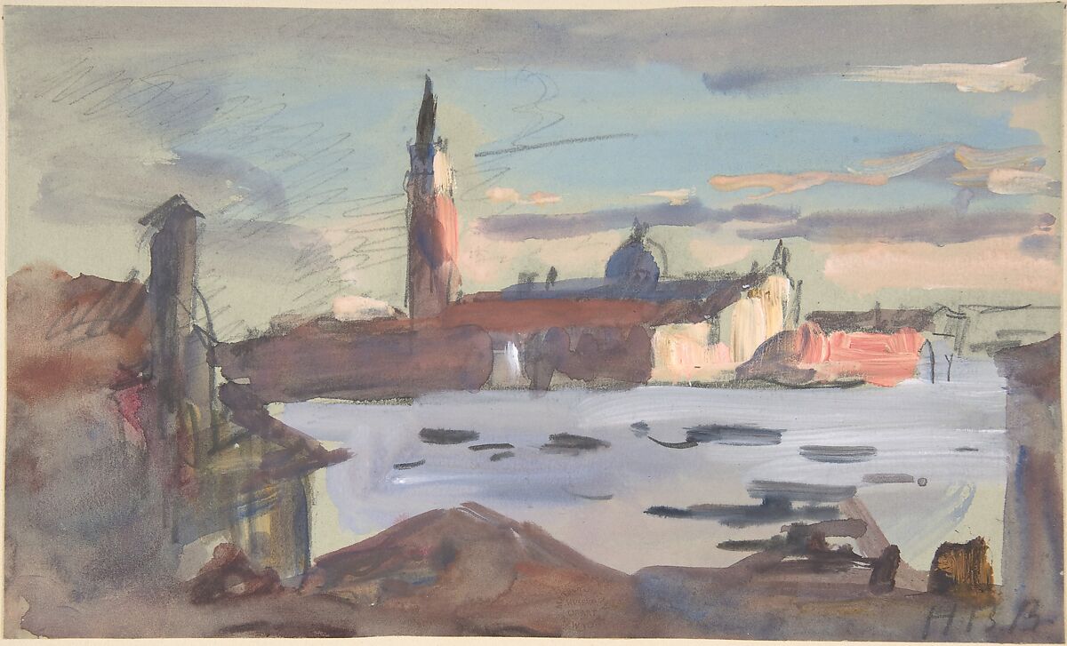 San Giorgio Maggiore, Venice, Hercules Brabazon Brabazon (British, Paris 1821–1906 Oaklands, near Sedlescombe, Sussex), Watercolor and gouache (bodycolor) over graphite 