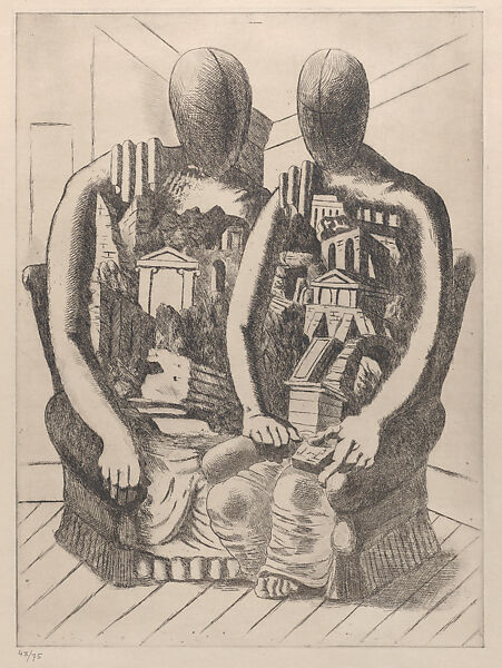 GLI Archeologi II, Giorgio de Chirico (Italian (born Greece), Vólos 1888–1978 Rome), Etching 