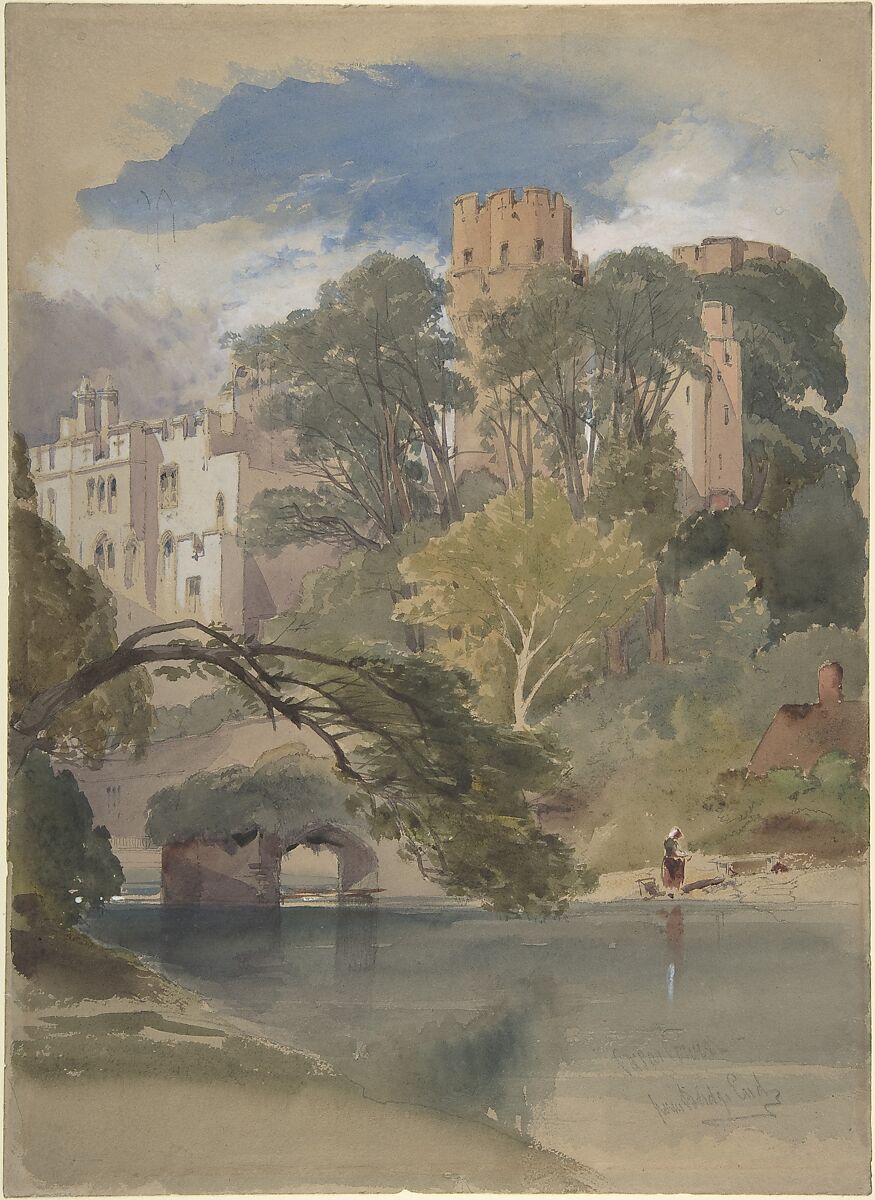 Caesar's Tower, Warwick Castle, William Callow (British, Greenwich 1812–1908 Great Missenden, Buckinghamshire), Watercolor and touches of  gouache (bodycolor) over graphite 
