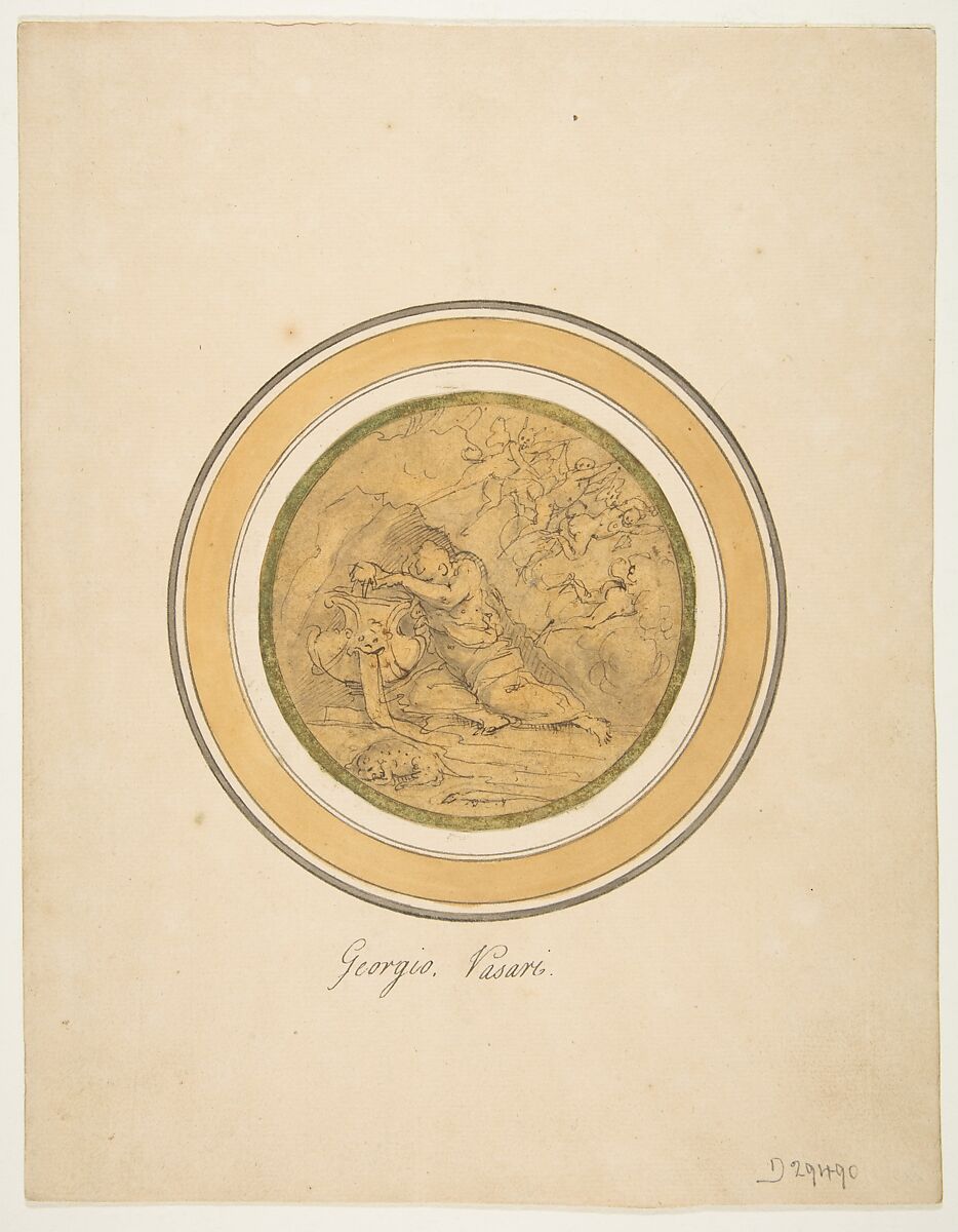 Allegory of Forgetfulness, Giorgio Vasari (Italian, Arezzo 1511–1574 Florence), Pen and brown ink, brush and pale gray wash, over traces of black chalk, on beige paper