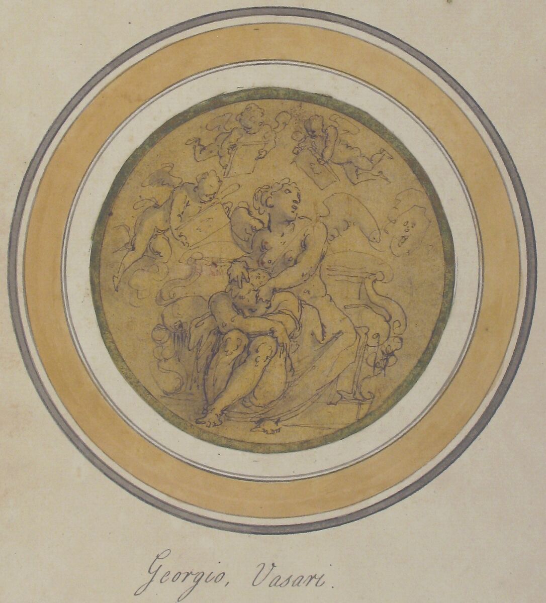 Allegory of Sleep, Giorgio Vasari (Italian, Arezzo 1511–1574 Florence), Pen and brown ink, brush and brown wash, over traces of red chalk