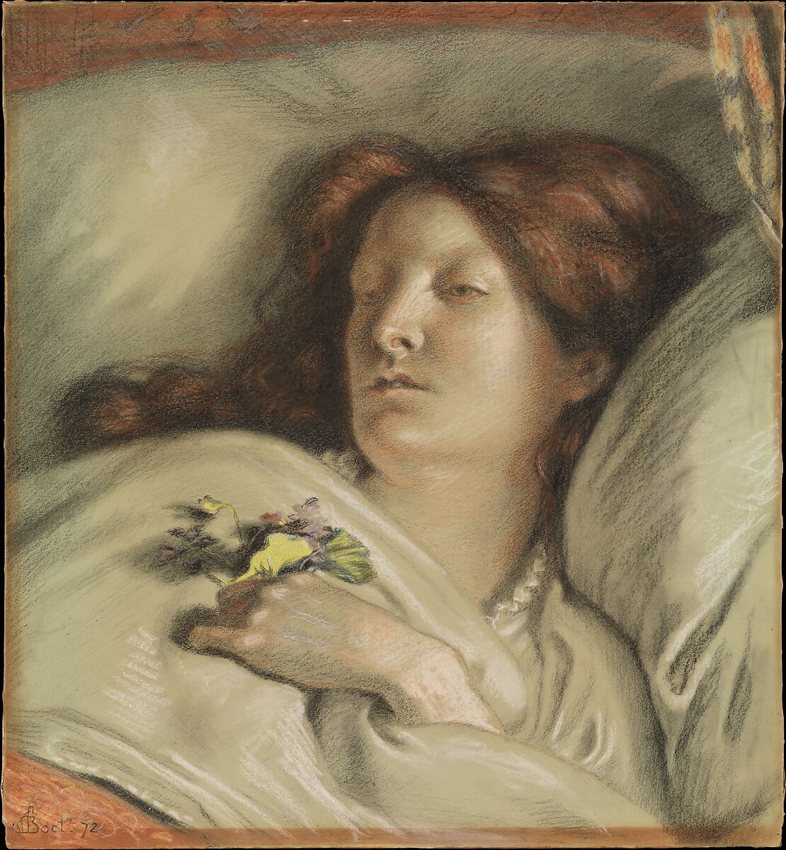 The Convalescent (A Portrait of the Artist's Wife), Ford Madox Brown (British (born France), Calais 1820–1893 London), Pastel 