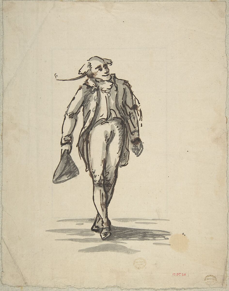 Figure of a Man, the Lawyer, Henry William Bunbury (British, Mildenhall, Suffolk 1750–1811 Keswick, Cumberland), Pen and brown ink, brush and gray wash 