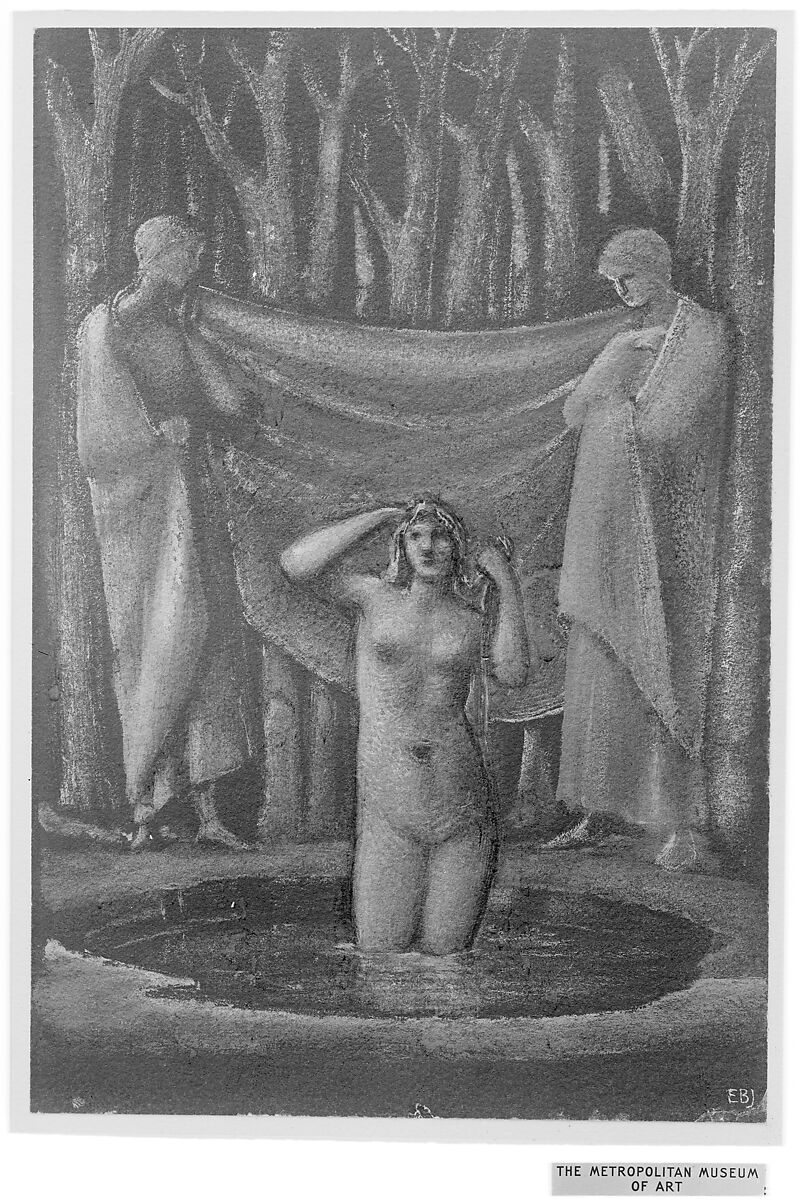 Bath of Venus, Sir Edward Burne-Jones (British, Birmingham 1833–1898 Fulham), Metallic paint over graphite