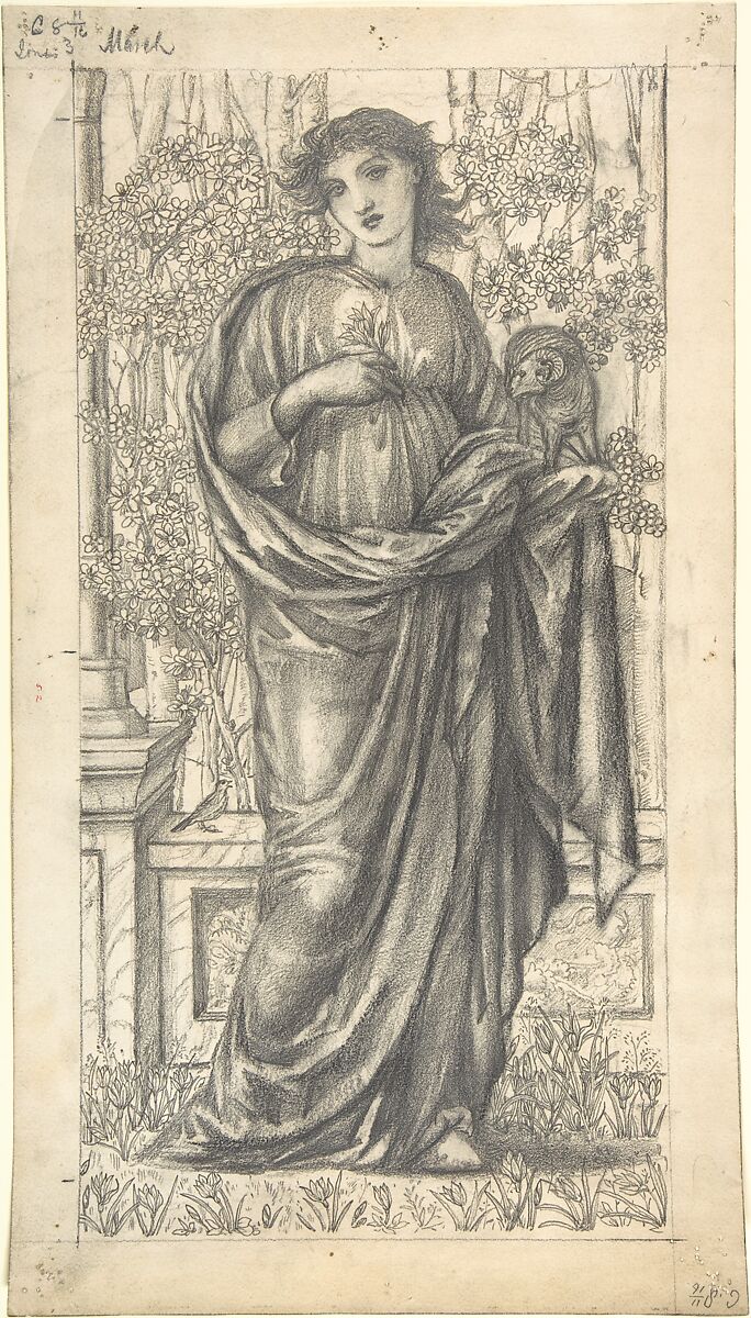 The Month of March, Sir Edward Burne-Jones (British, Birmingham 1833–1898 Fulham), Graphite 