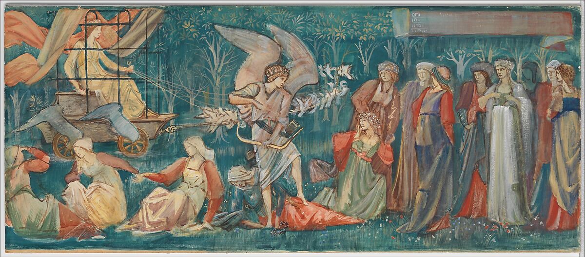 The Passing of Venus, Sir Edward Burne-Jones (British, Birmingham 1833–1898 Fulham), Gouache (bodycolor) and metallic paint on cardboard 