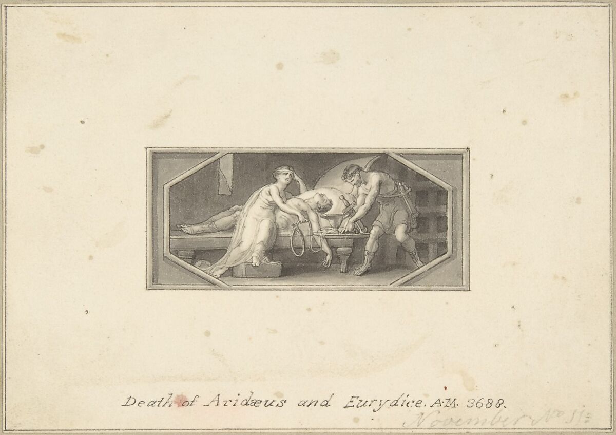 Death of Aridaeus and Eurydice, Edward Francis Burney (British, Worcester 1760–1848 London), Pen and brown ink, brush and gray wash 