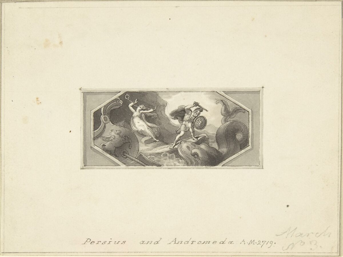 Perseus and Andromeda, Edward Francis Burney (British, Worcester 1760–1848 London), Pen and brown ink, brush and gray wash 