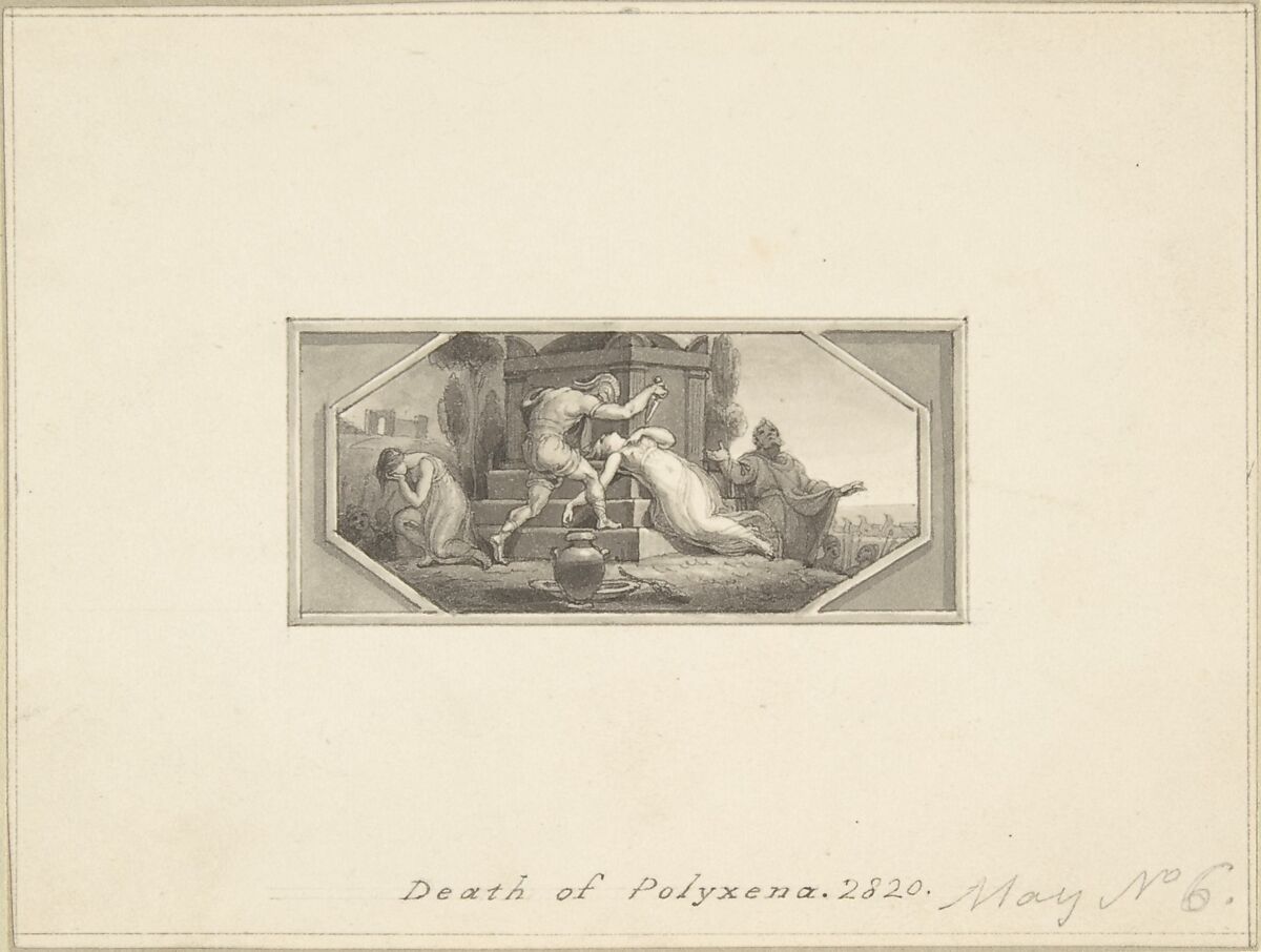 Death of Polyxena, Edward Francis Burney (British, Worcester 1760–1848 London), Pen and brown ink, brush and gray wash 
