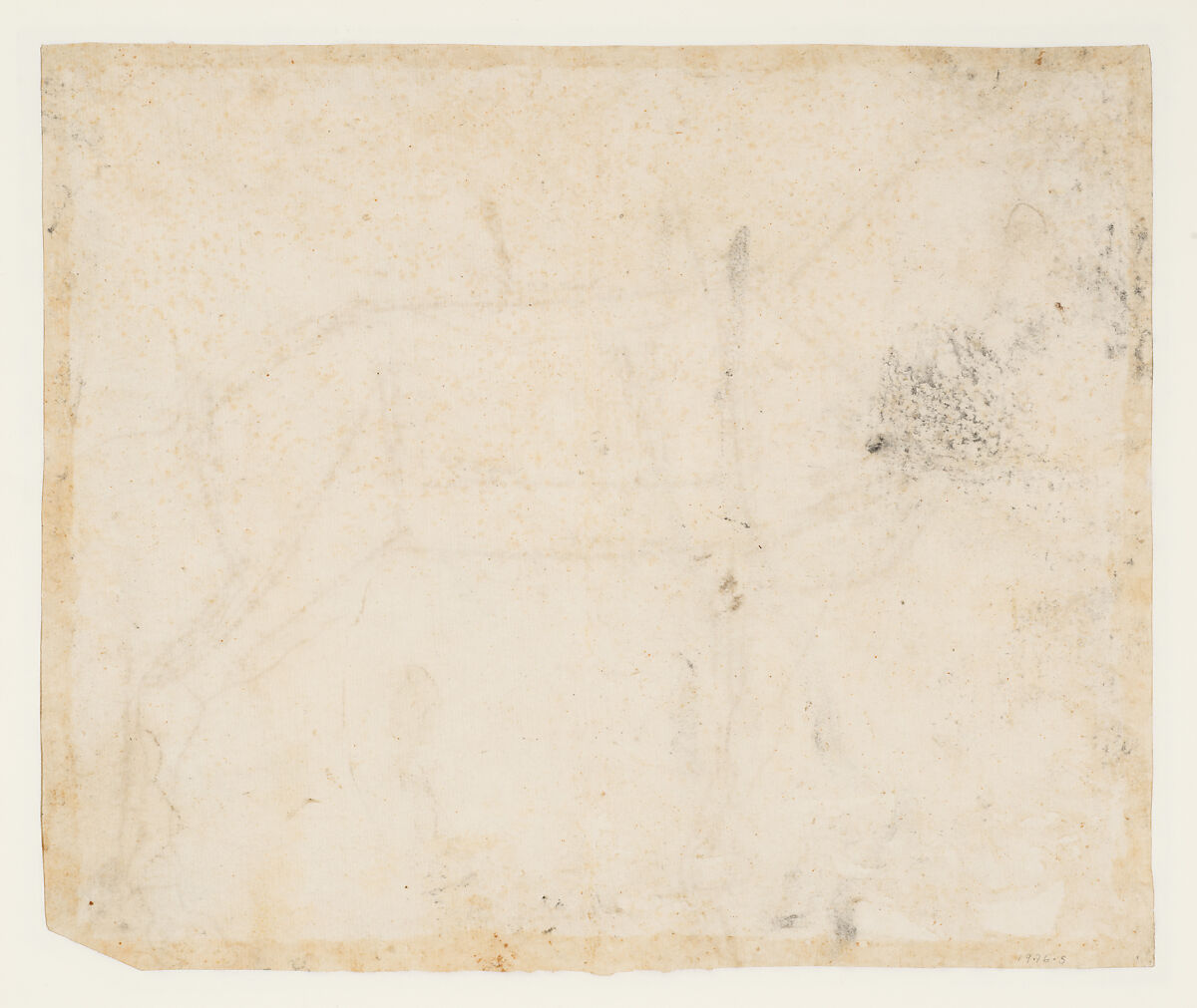 Measured Drawing of a Horse Facing Left (recto), Andrea del Verrocchio (Italian, Florence 1435–1488 Venice), Pen and dark brown ink, over traces of black chalk