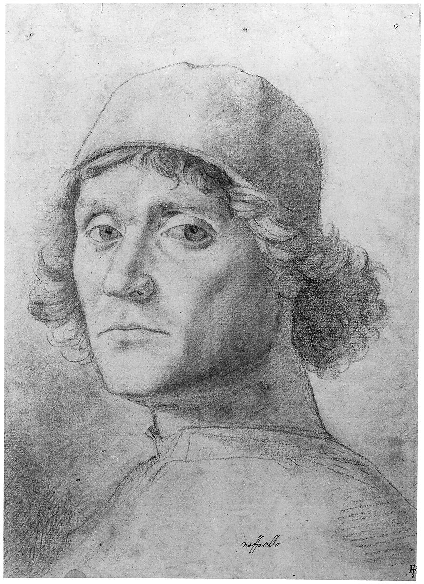 Bust of a Man, His Gaze Directed Toward the Spectator, Anonymous, Italian, 16th century  , ca. 1500, Black chalk, stumped, on cream-colored paper.  Traces of pen and brown ink.  Paper extensively rubbed with black chalk or charcoal