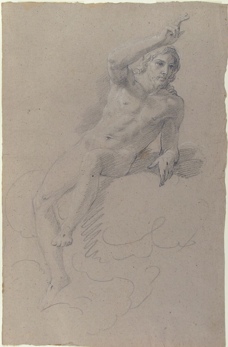 Christ Blessing, Giacomo Zoboli (Italian, Modena 1681–1767 Rome), Black chalk, highlighted with white, on grayish brown paper (recto); faint black chalk study of the same figure and three studies for a left hand (verso)