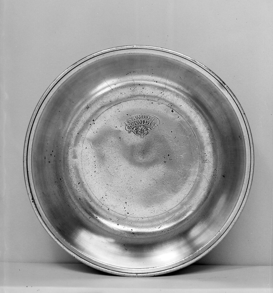 Basin, Attributed to Samuel Hamlin (1746–1801), Pewter, American 