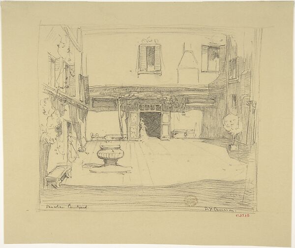 Venetian Courtyard, Sir David Young Cameron (British, Glasgow, Scotland 1865–1945 Perth, Scotland), Graphite 