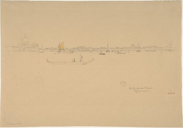 The Guidecca, Venice, Sir David Young Cameron (British, Glasgow, Scotland 1865–1945 Perth, Scotland), Graphite, red chalk, and watercolor 