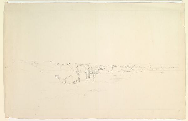 Camels in a landscape, Howard Carter (British, London 1873–1939 London), Graphite 