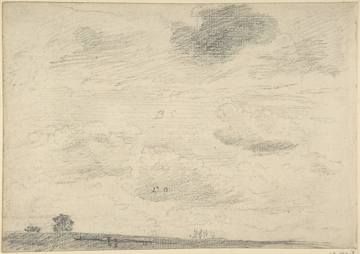 Cloud Study at Hampstead Heath, Probably by Lionel Bicknell Constable (British, Hampstead 1828–1887 London), Black chalk 