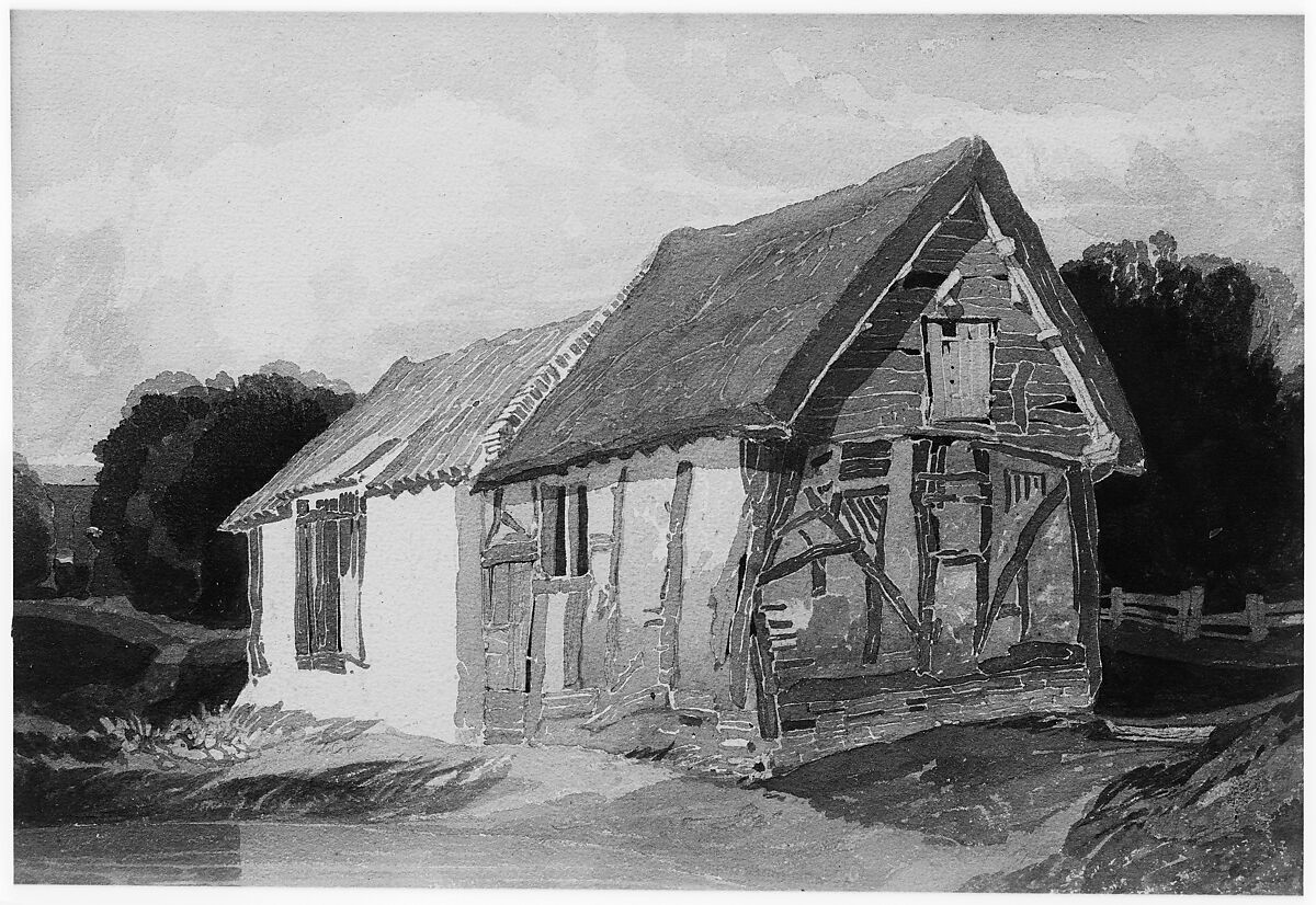 Farm Building by a Pond, John Sell Cotman (British, Norwich 1782–1842 London), Watercolor over graphite