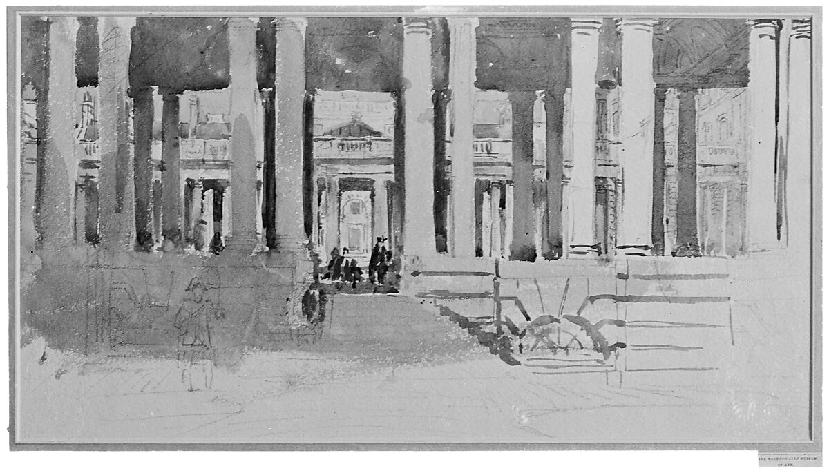 Greenwich Hospital (recto); Study of a Building (verso), David Cox (British, Birmingham 1783–1859 Harborne, near Birmingham), Watercolor over graphite (recto); graphite (verso)