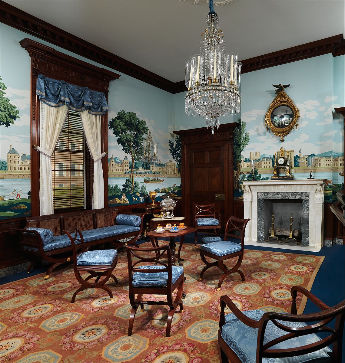 Parlor from the William C. Williams House, Theophilus Nash (died 1854), Mahogany and marble, American 