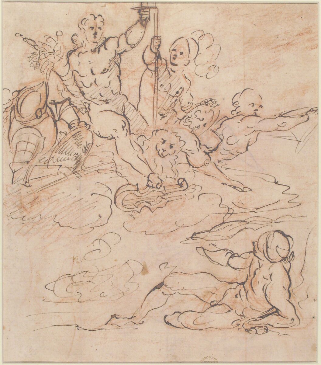 Allegory, Orazio Samacchini (Italian, Bologna 1532–1577 Bologna), Pen and ink over red chalk