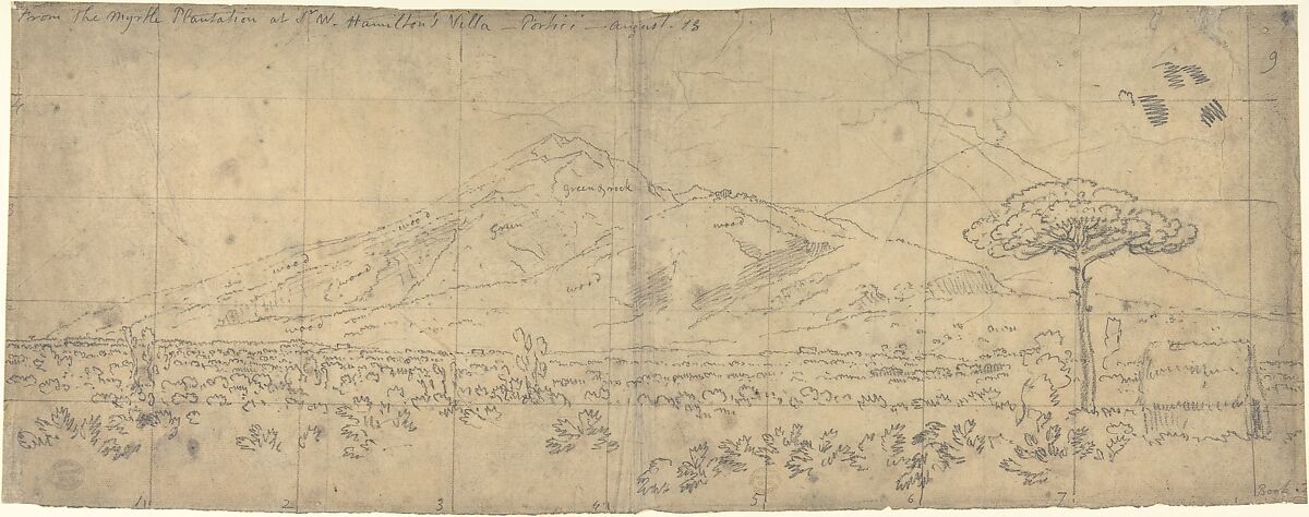 View of Vesuvius, John Robert Cozens (British, London 1752–1797 London), Graphite on tracing paper 