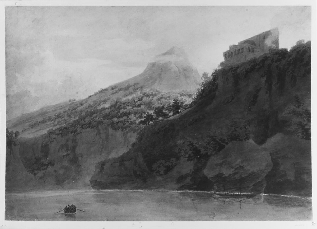 On the Gulf of Salerno near Vietri, John Robert Cozens (British, London 1752–1797 London), Brush and watercolor over faint traces of graphite