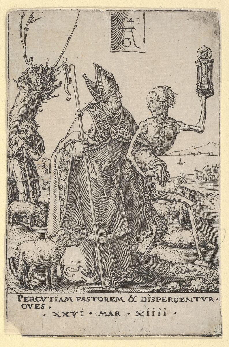 Death and the Bishop, from The Power of Death (Allegory of Original Sin and Death), Heinrich Aldegrever (German, Paderborn ca. 1502–1555/1561 Soest), Engraving 