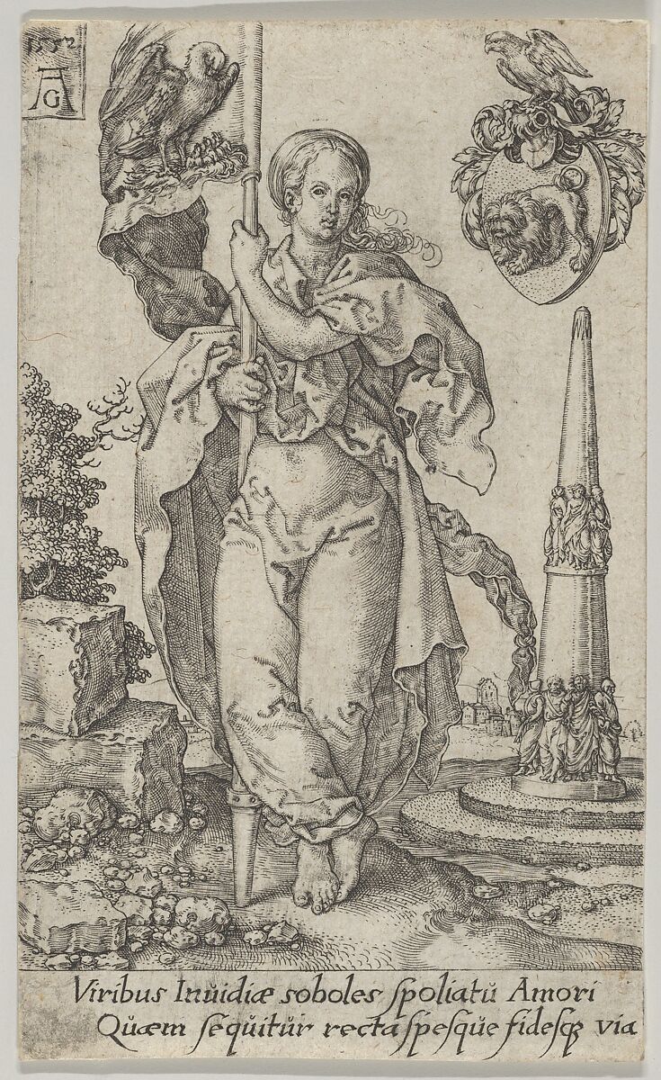 Charity, from The Virtues, Heinrich Aldegrever (German, Paderborn ca. 1502–1555/1561 Soest), Engraving 