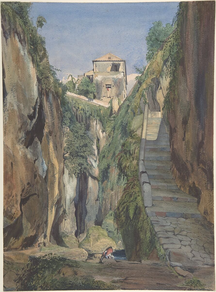 A Glen in Sorrento, Thomas Hartley Cromek (British, London 1809–1873 Wakefield), Watercolor over graphite 