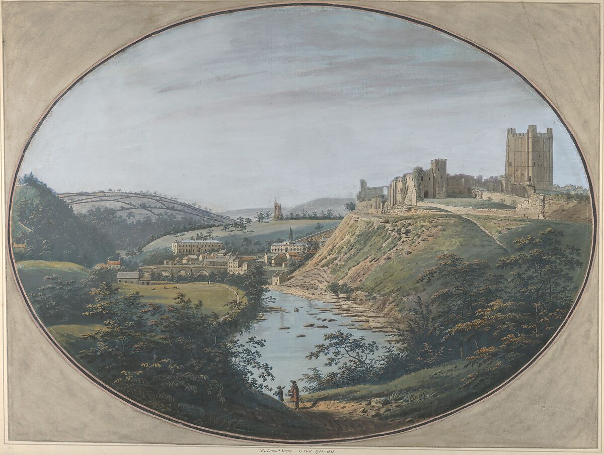 View of Richmond, Yorkshire, George Cuit the Elder (British, Moulton, Yorkshire 1743–1818 Richmond, Yorkshire), Gouache (bodycolor) 