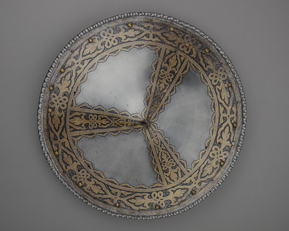 Shield, Steel, gold, brass, German, Augsburg 