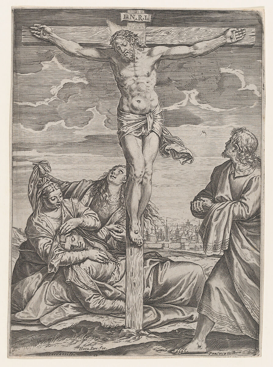 The Crucifixion, Agostino Carracci (Italian, Bologna 1557–1602 Parma), Engraving 