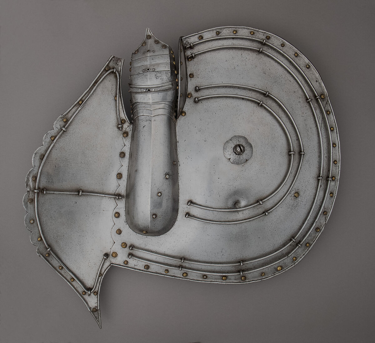 Gauntlet Shield, Steel, brass, leather, German 