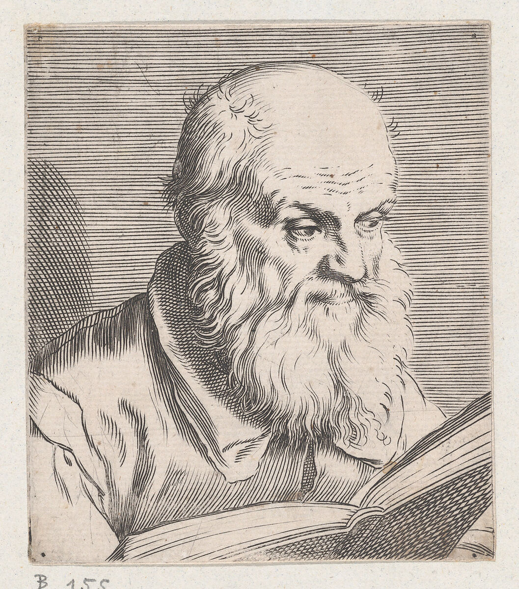 Bust of an Old Man, Agostino Carracci (Italian, Bologna 1557–1602 Parma), Engraving 