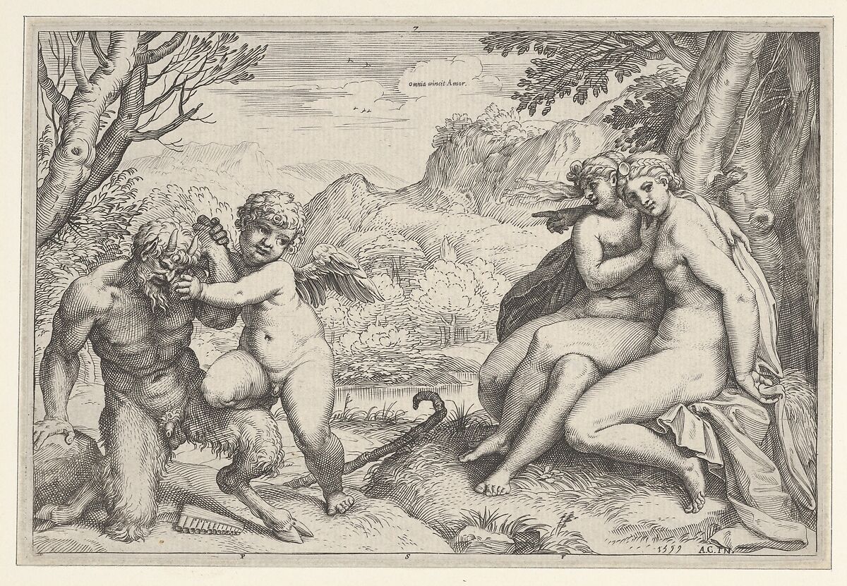 Omnia Vincit Amor, Agostino Carracci (Italian, Bologna 1557–1602 Parma), Engraving 