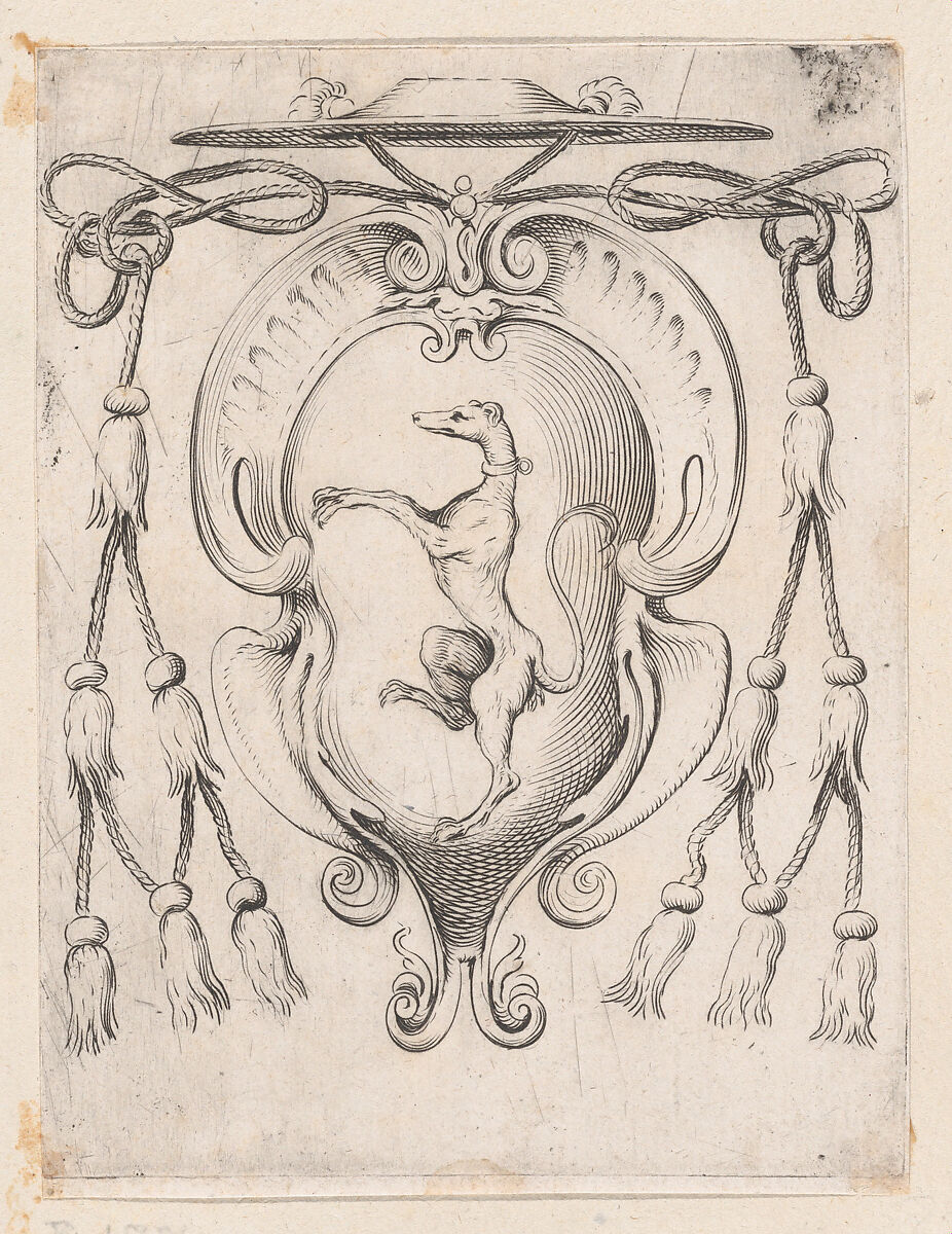 Coat of Arms of a Cardinal of the Sampieri  Family, Agostino Carracci (Italian, Bologna 1557–1602 Parma), Engraving 