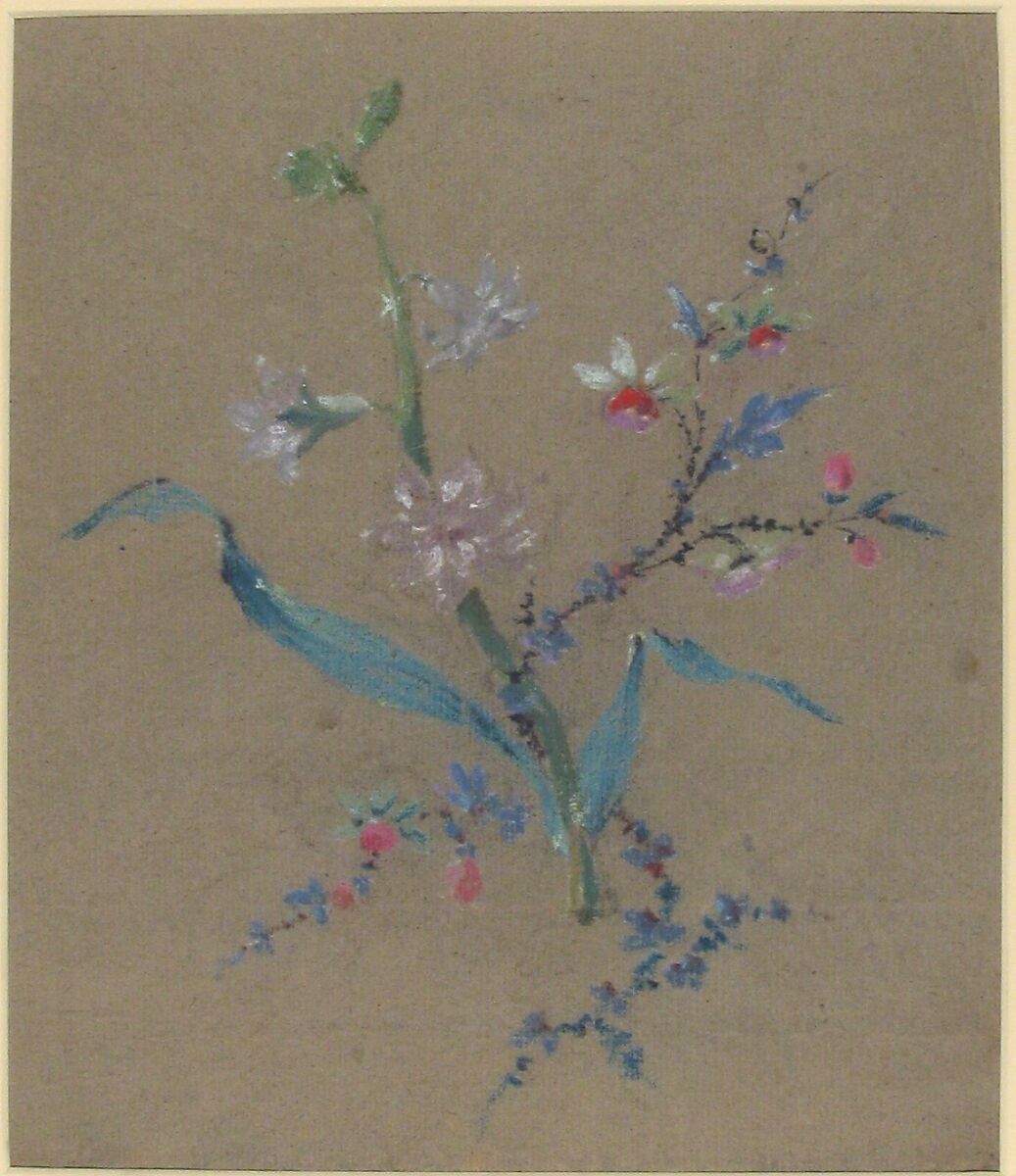 Floral Design, Jean François Bony (French, Givors 1760–1825 Paris), Pastel on gray paper
