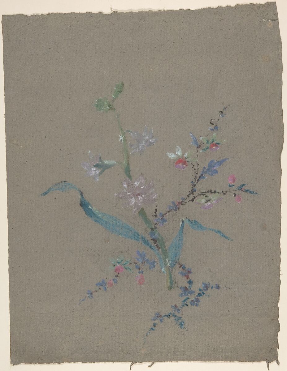 Floral Design, Jean François Bony (French, Givors 1760–1825 Paris), Pastel on gray paper 