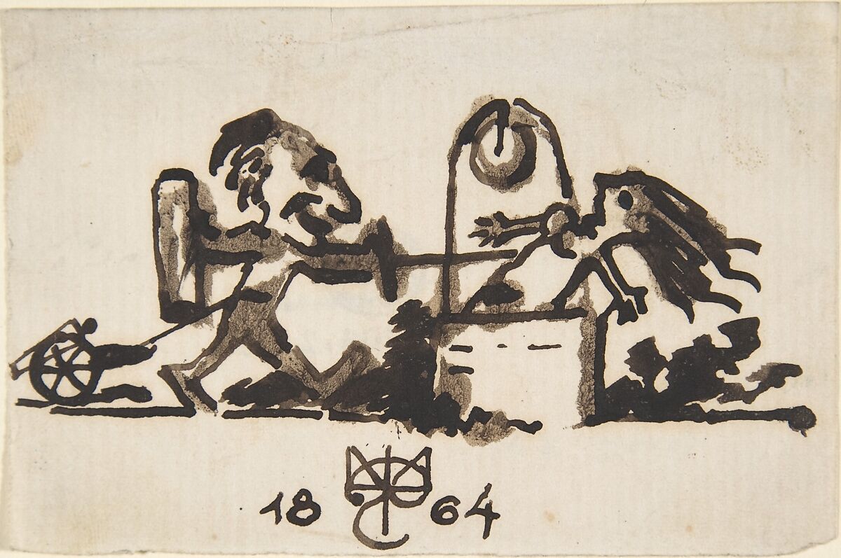 Caricature, Caran d'Ache [Emmanuel Poiré] (French, Moscow 1858–1909 Paris), Pen and brown ink, brush and brown wash