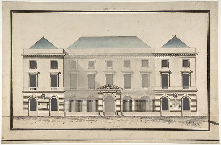 Design for the Collège de France, Paris: Elevation of Court Front Showing Entrance Screen