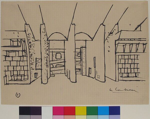 High Court (La Haut Cour de Justice), Chandigarh, India., Le Corbusier (French (born Switzerland), La Chaux-de-Fonds 1887–1965 Roquebrune-Cap-Martin), Black ink on graph paper