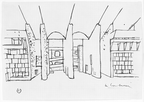 High Court (La Haut Cour de Justice), Chandigarh, India., Le Corbusier (French (born Switzerland), La Chaux-de-Fonds 1887–1965 Roquebrune-Cap-Martin), Black ink on graph paper