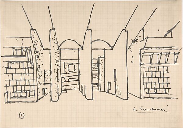 High Court (La Haut Cour de Justice), Chandigarh, India., Le Corbusier (French (born Switzerland), La Chaux-de-Fonds 1887–1965 Roquebrune-Cap-Martin), Black ink on graph paper 