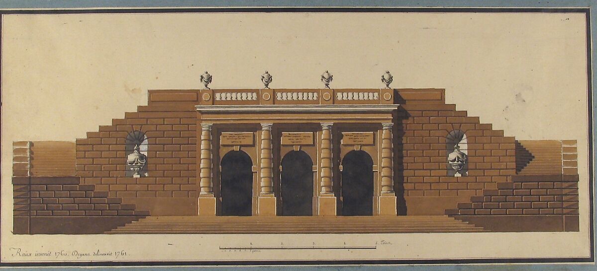 Architectural Design for a Rusticated Entrance, Degana, Pen and black ink, brown and gray wash, over graphite