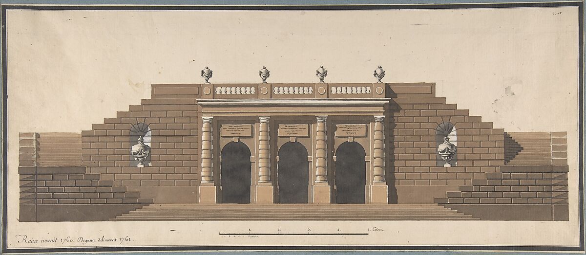 Architectural Design for a Rusticated Entrance, Degana, Pen and black ink, brown and gray wash, over graphite 